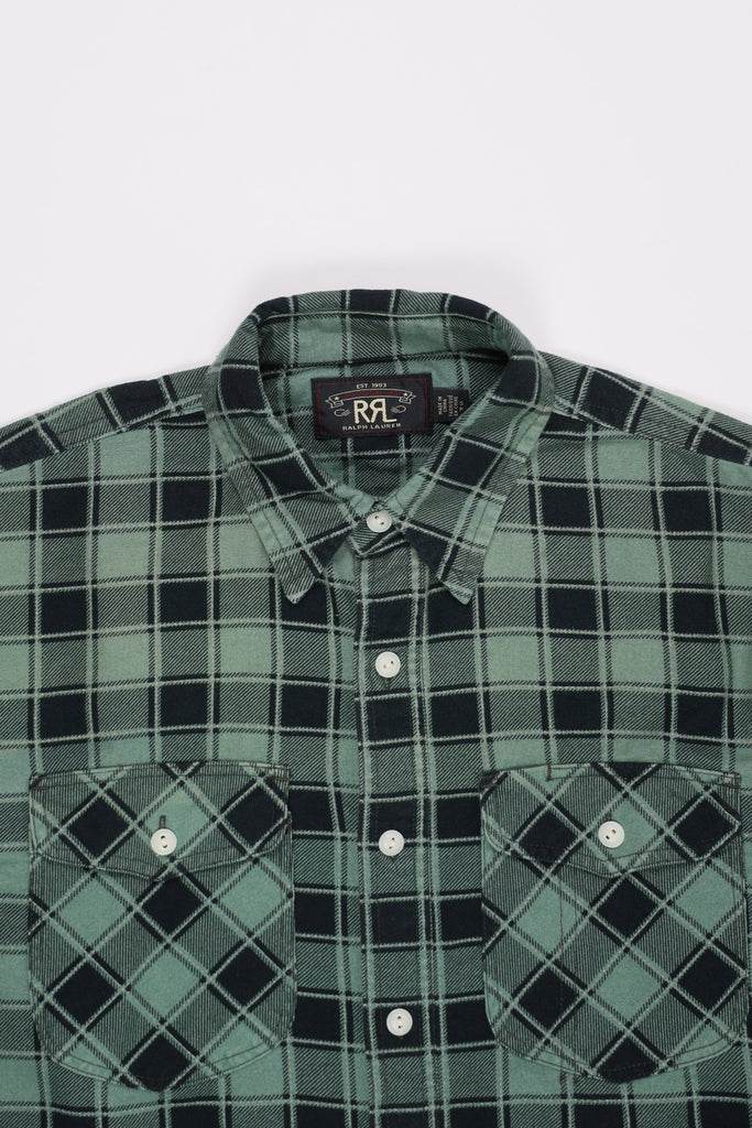 RRL - Longsleeve Cotton/Chamois Hercules Workshirt - Green/Black - Canoe Club