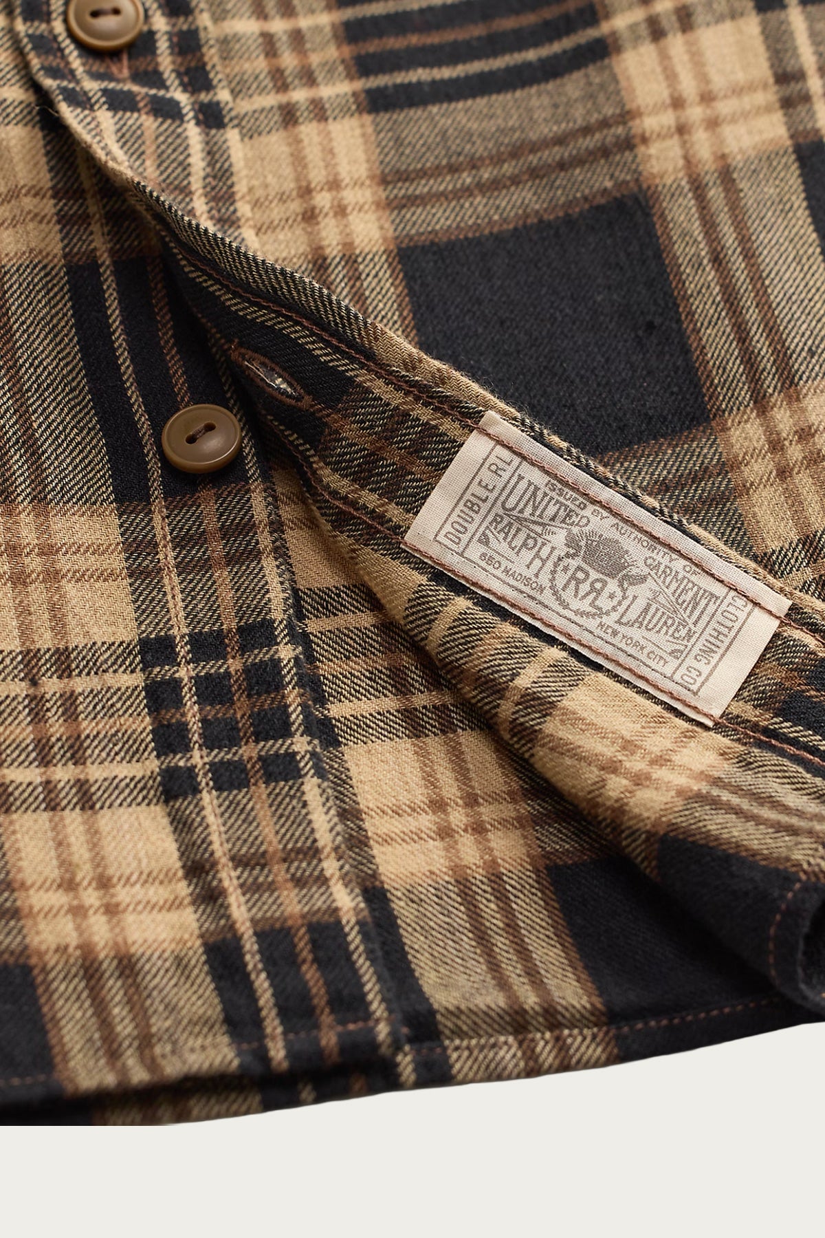 RRL - Plaid Cotton-Linen Workshirt - Black/Brown/Tan - Canoe Club