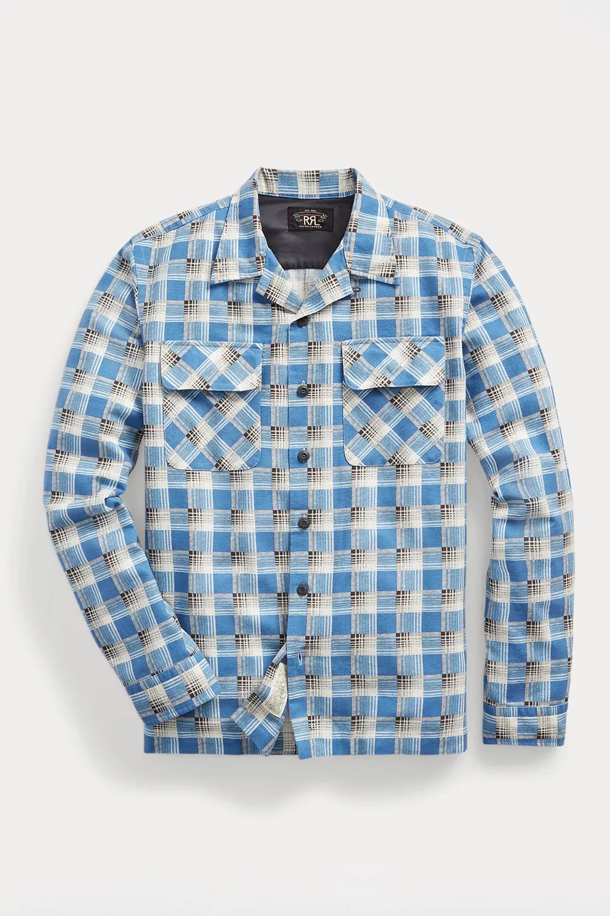 RRL - Plaid-Print Chamois Camp Shirt - Blue/Multi - Canoe Club