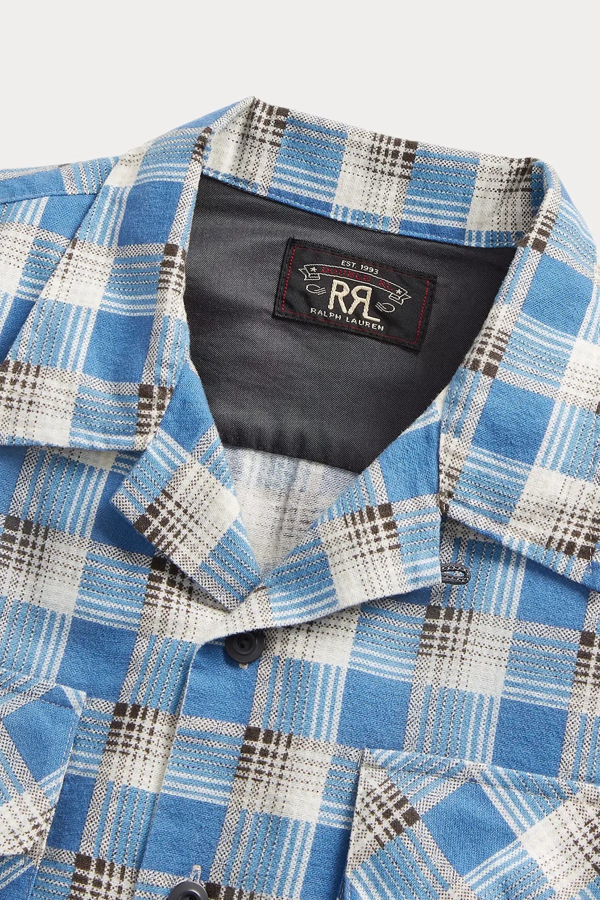 RRL - Plaid-Print Chamois Camp Shirt - Blue/Multi - Canoe Club