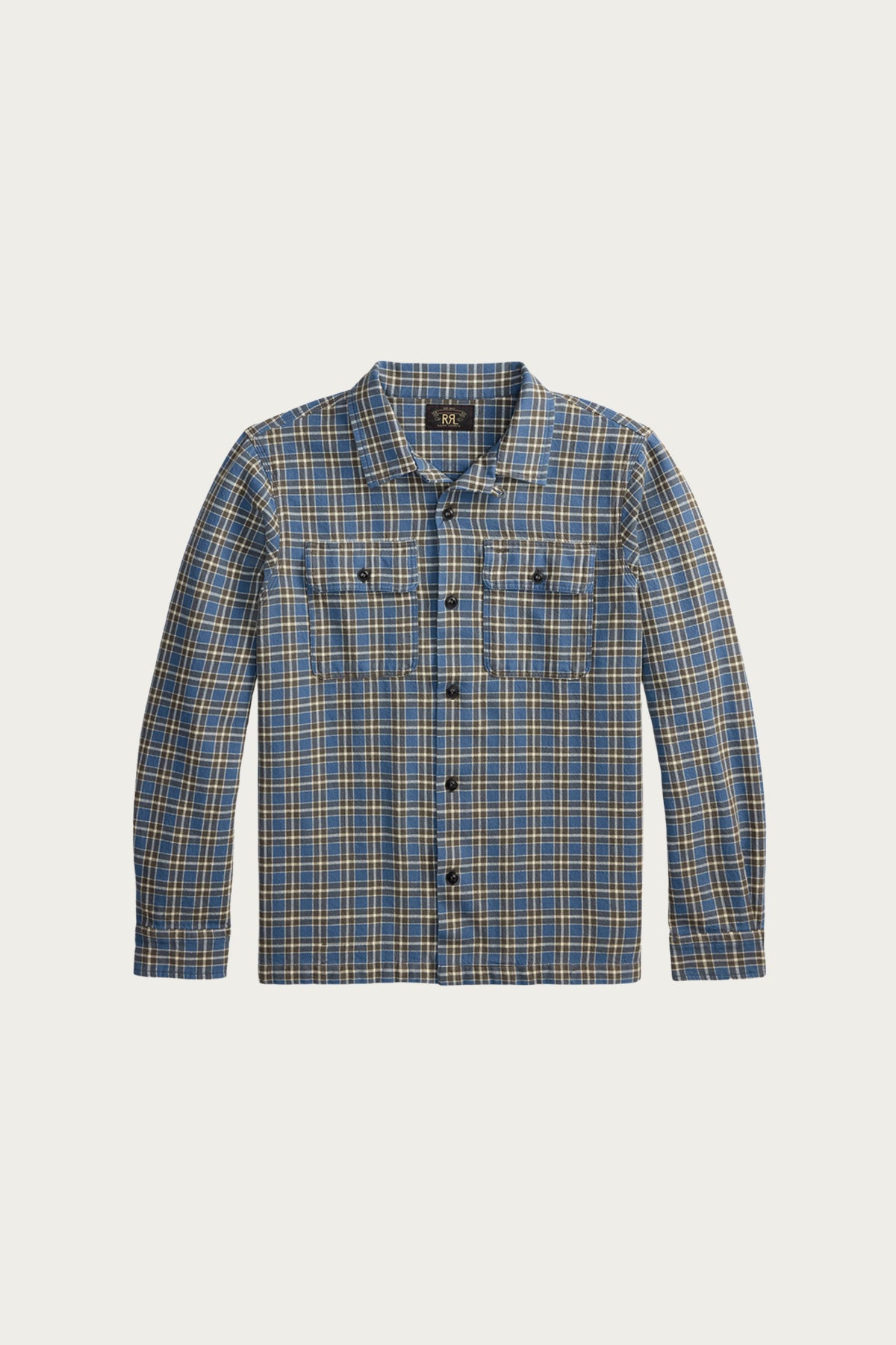 RRL - Plaid Twill Workshirt - Blue/Grey - Canoe Club