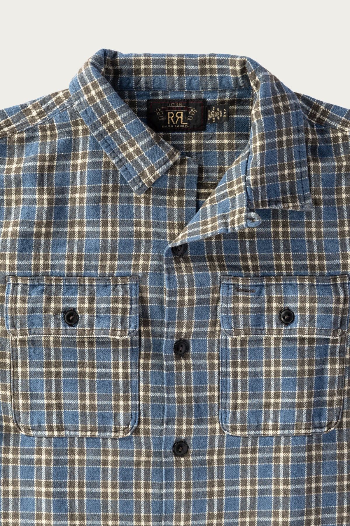 RRL - Plaid Twill Workshirt - Blue/Grey - Canoe Club