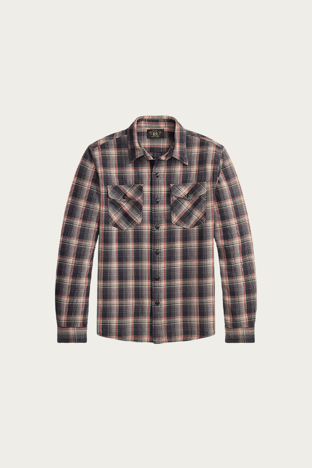 RRL - Plaid Twill Workshirt - Grey/Red - Canoe Club