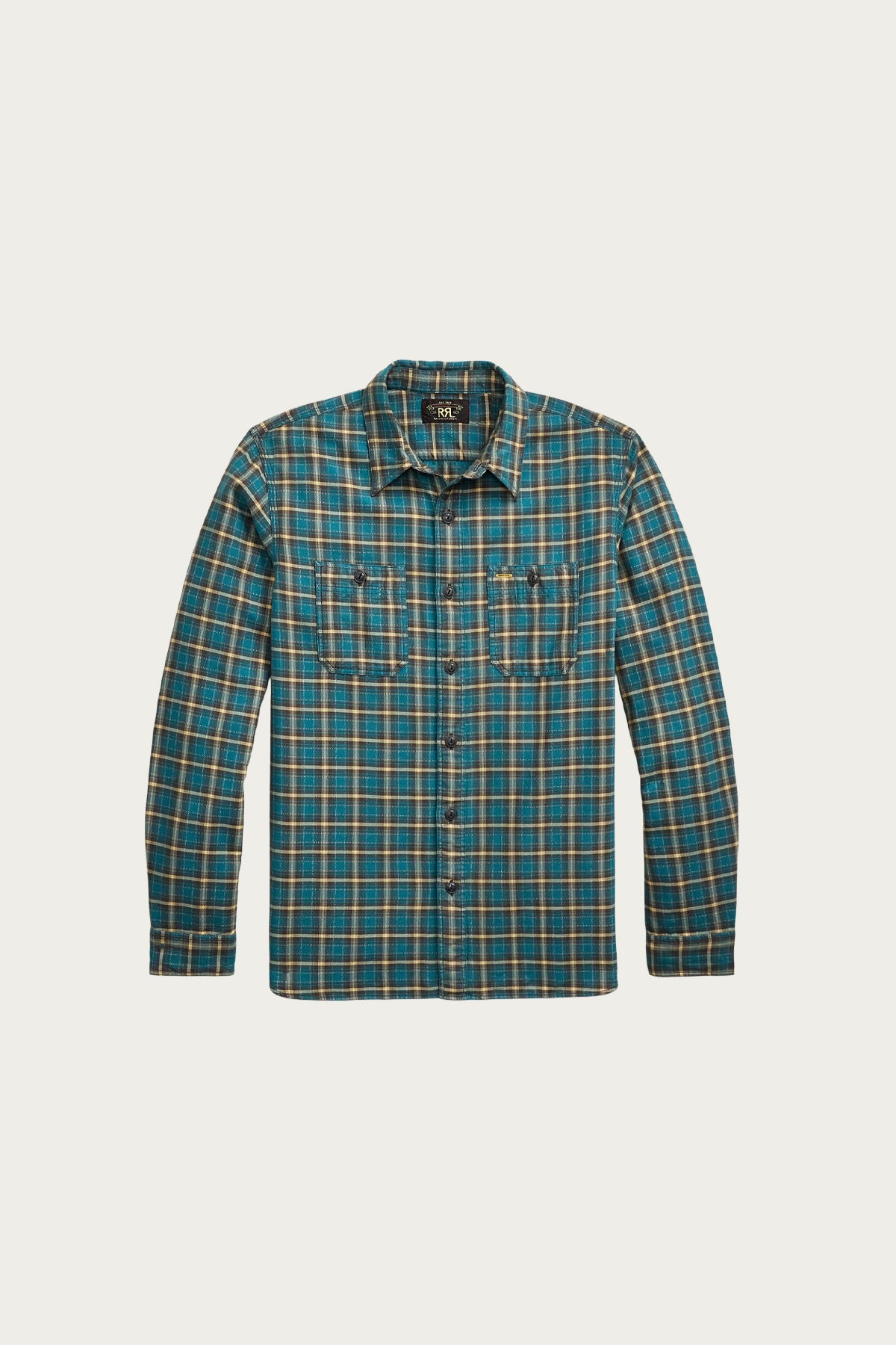 RRL - Plaid Twill Workshirt - Teal/Multi - Canoe Club