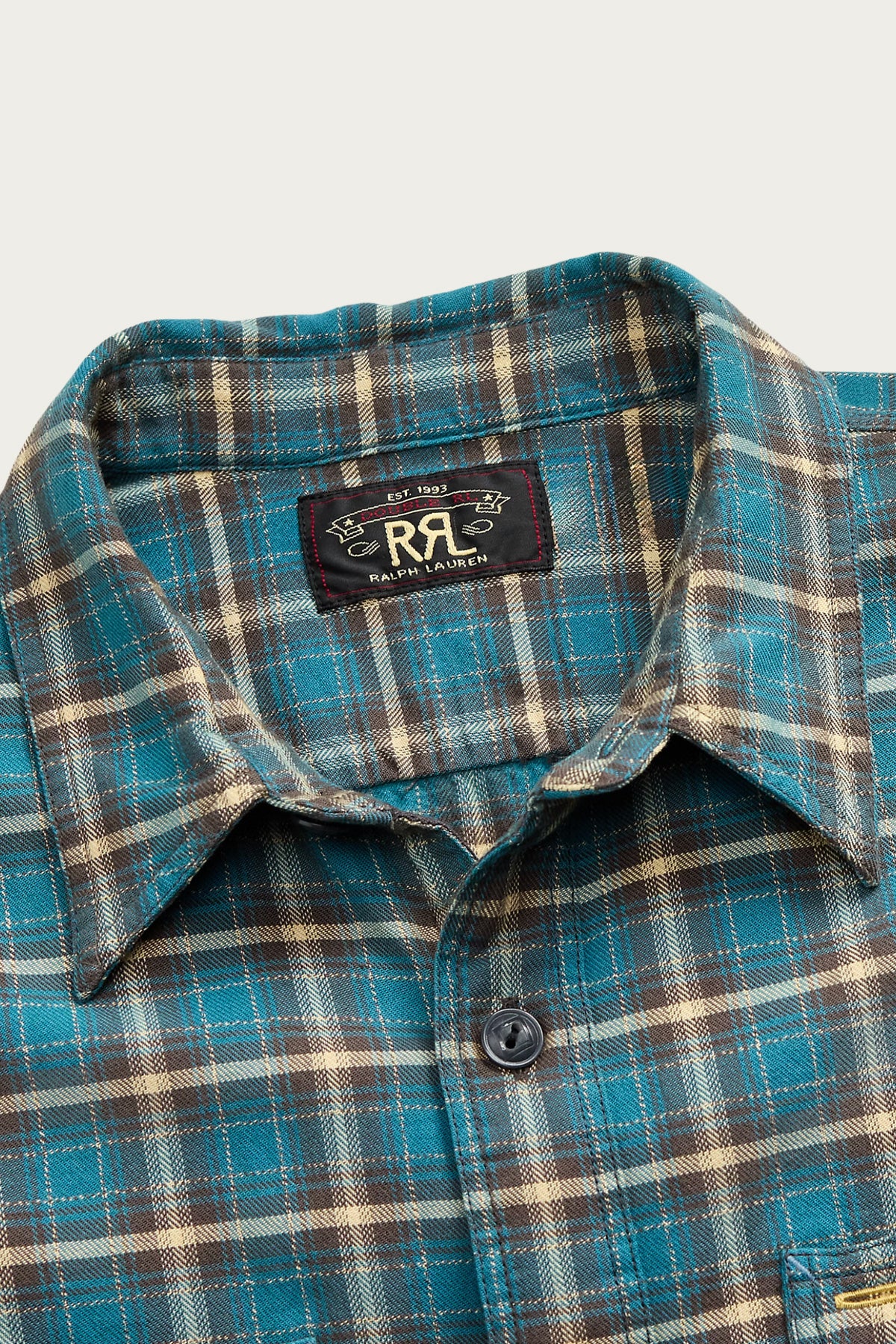 RRL - Plaid Twill Workshirt - Teal/Multi - Canoe Club