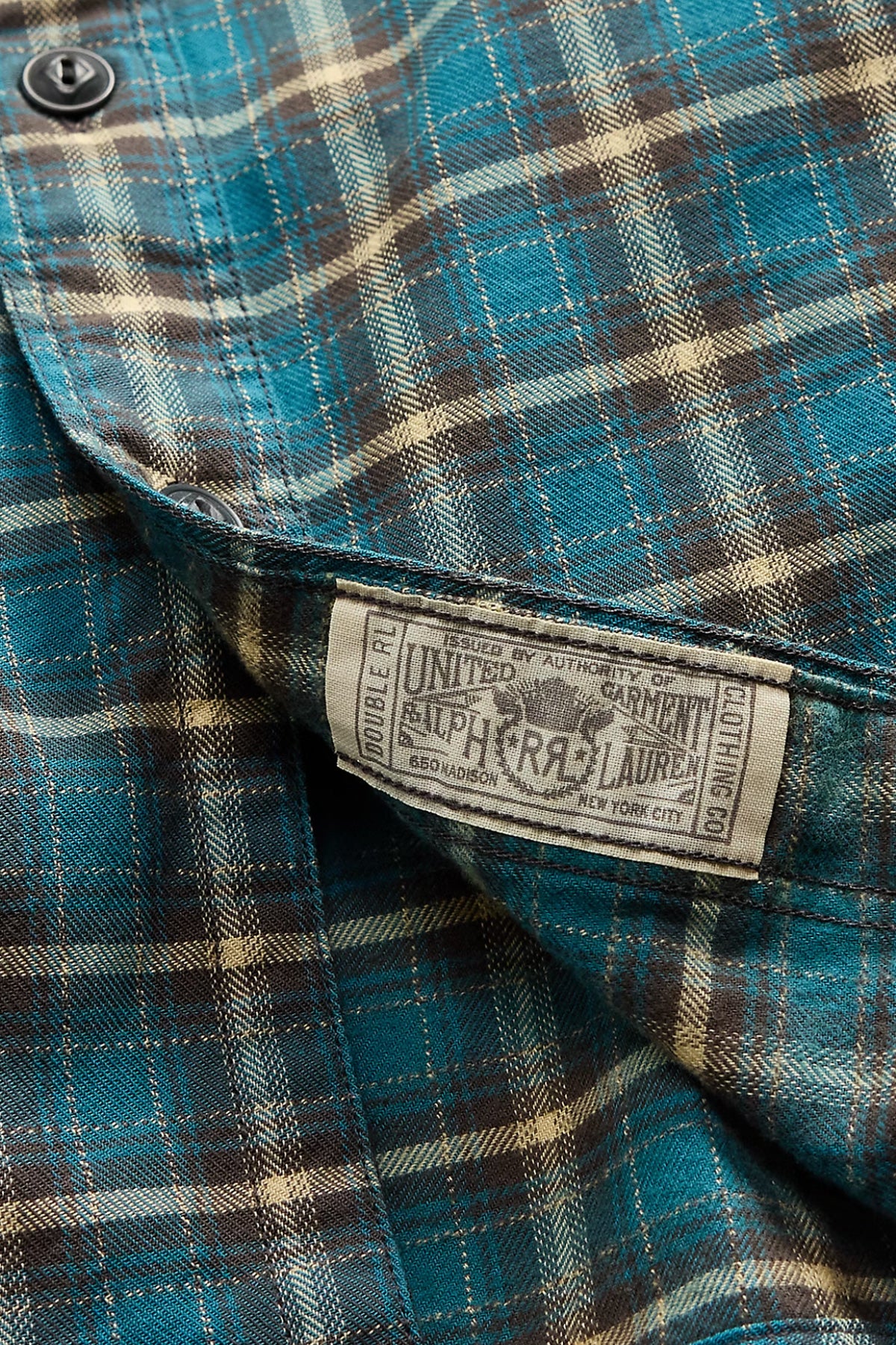 RRL - Plaid Twill Workshirt - Teal/Multi - Canoe Club