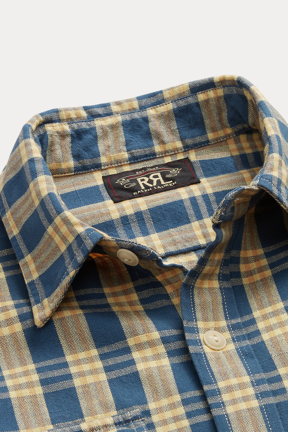RRL - Plaid Woven Workshirt - Blue/Yellow - Canoe Club
