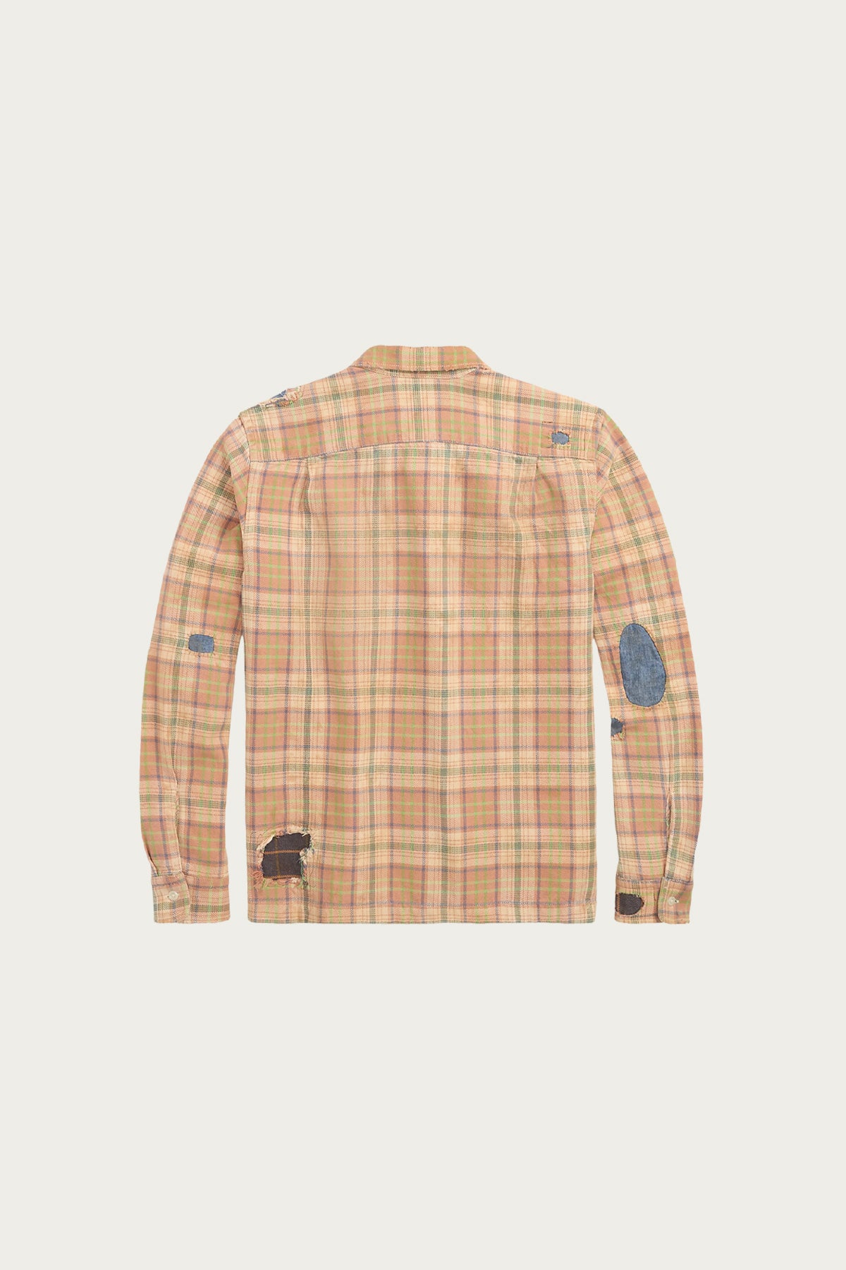 RRL Repaired Plaid Twill Camp Shirt | Orange/Multi | Canoe Club