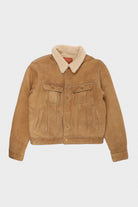 RRL - Shearling Lined Suede Trucker Jacket - Khaki - Canoe Club