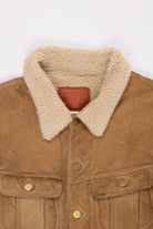 RRL - Shearling Lined Suede Trucker Jacket - Khaki - Canoe Club
