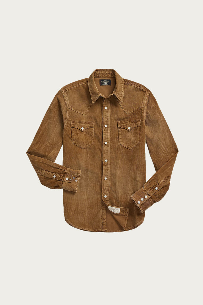 RRL - Slim Fit Corduroy Western Shirt - Tan - Canoe Club