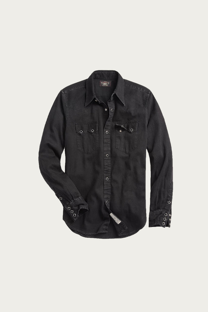 RRL - Slim Fit Denim Western Shirt - Black - Canoe Club