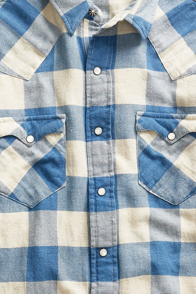 RRL - Slim Fit Plaid Twill Western Shirt - Indigo/Cream - Canoe Club