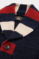 RRL - Striped-Trim Cotton-Wool Cardigan - Dark Indigo Multi - Canoe Club