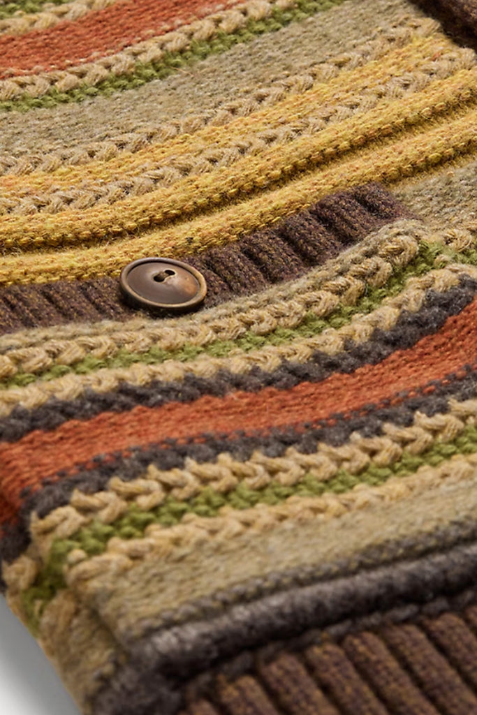 RRL - Striped Wool Shawl-Collar Cardigan - Brown Multi - Canoe Club