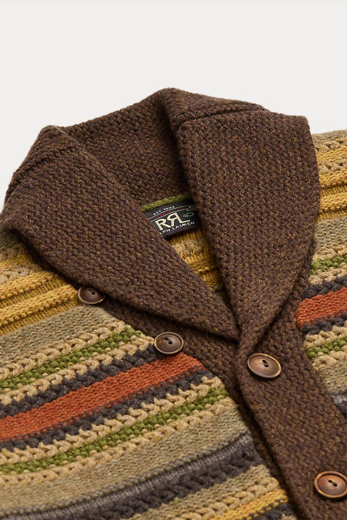 RRL - Striped Wool Shawl-Collar Cardigan - Brown Multi - Canoe Club