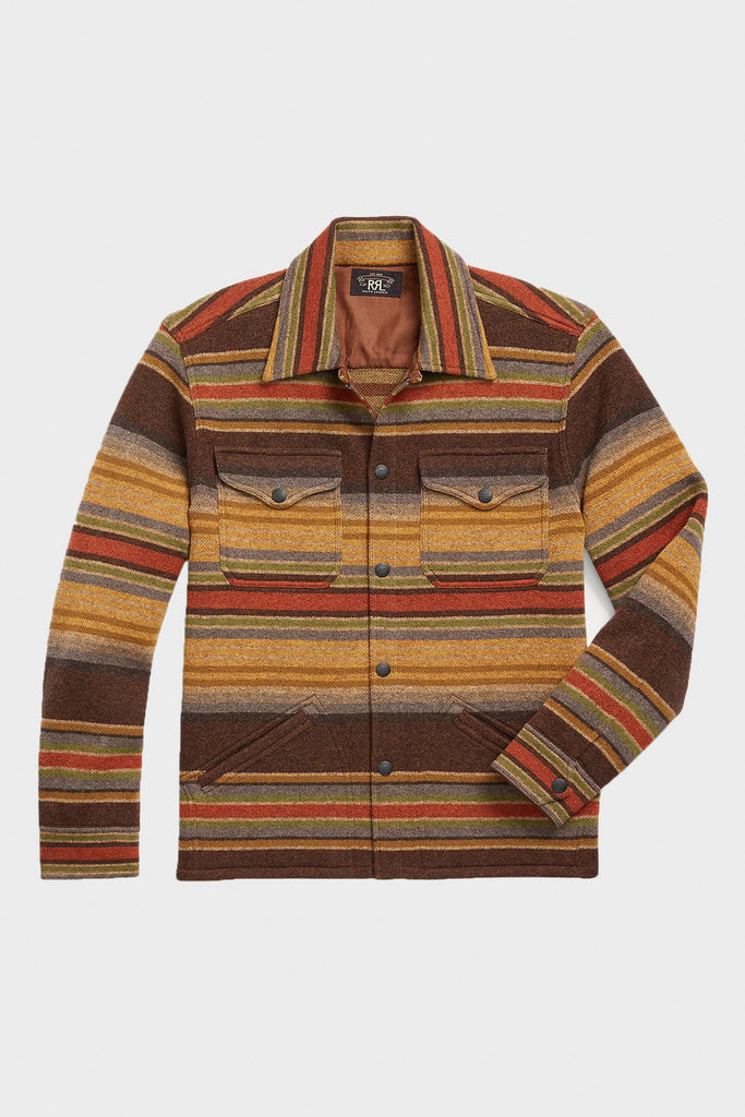 RRL - Striped Wool Workshirt Sweater - Brown Stripe/Multi - Canoe Club