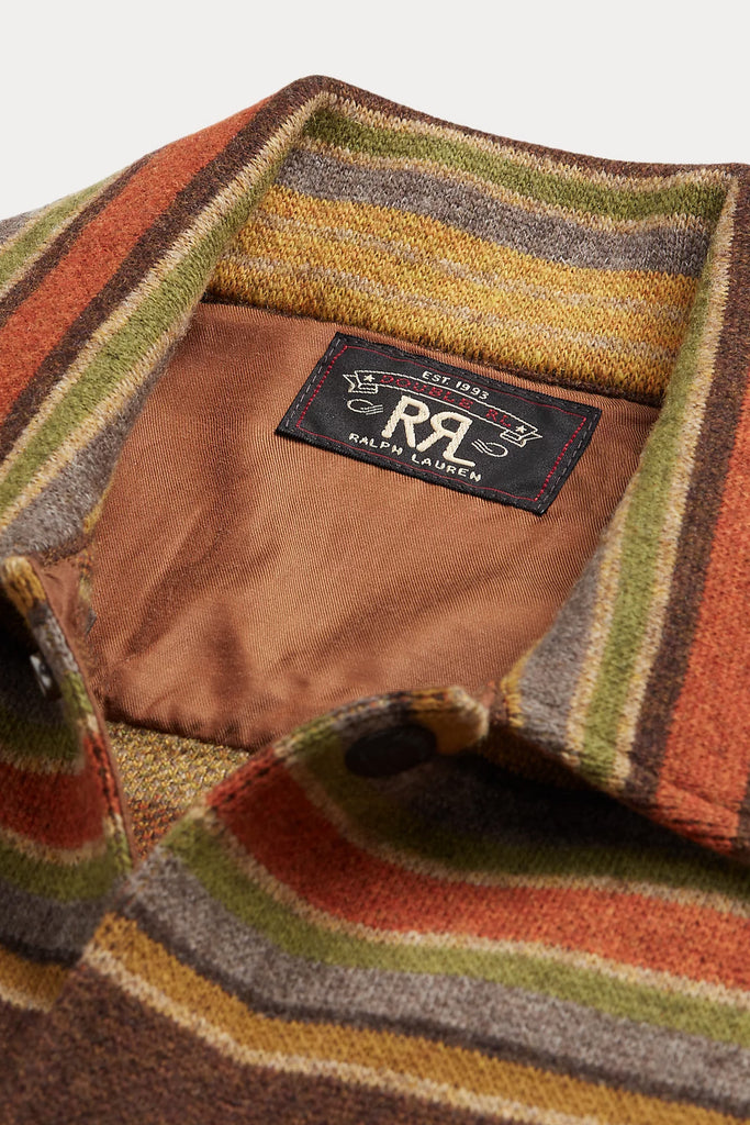 RRL - Striped Wool Workshirt Sweater - Brown Stripe/Multi - Canoe Club