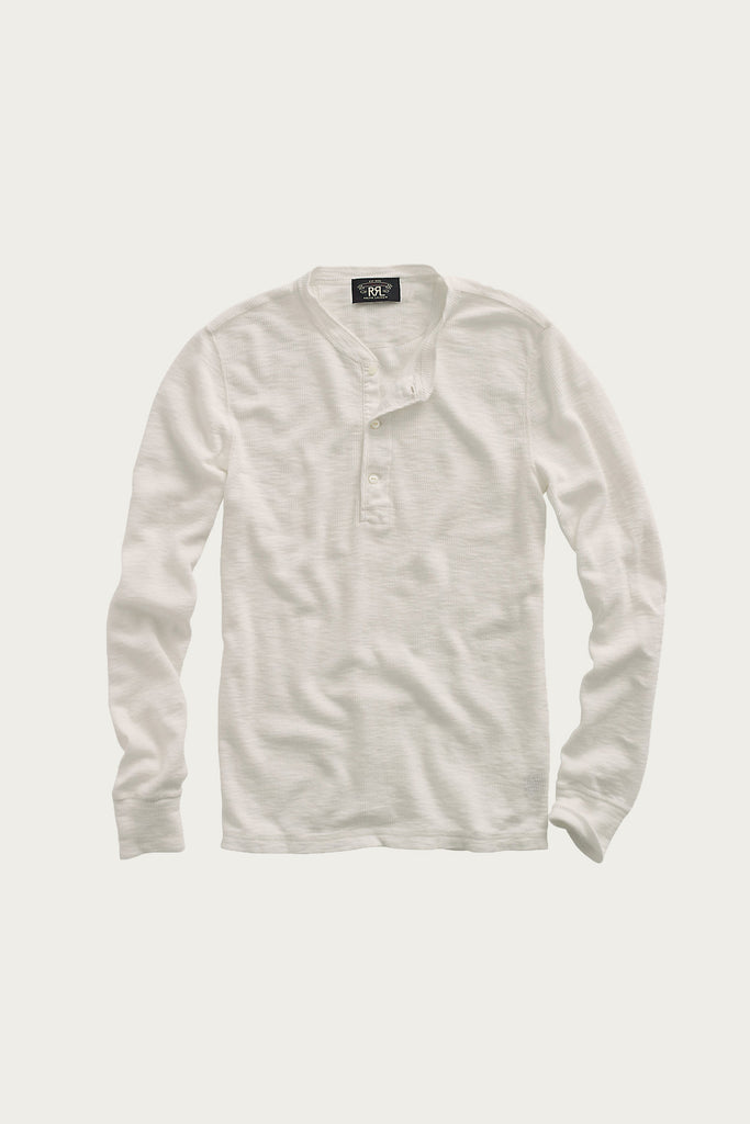 RRL - Waffle-Knit Henley Shirt - White - Canoe Club