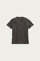 RRL - Waffle Knit Shortsleeve Henley Shirt - Faded Black Canvas - Canoe Club