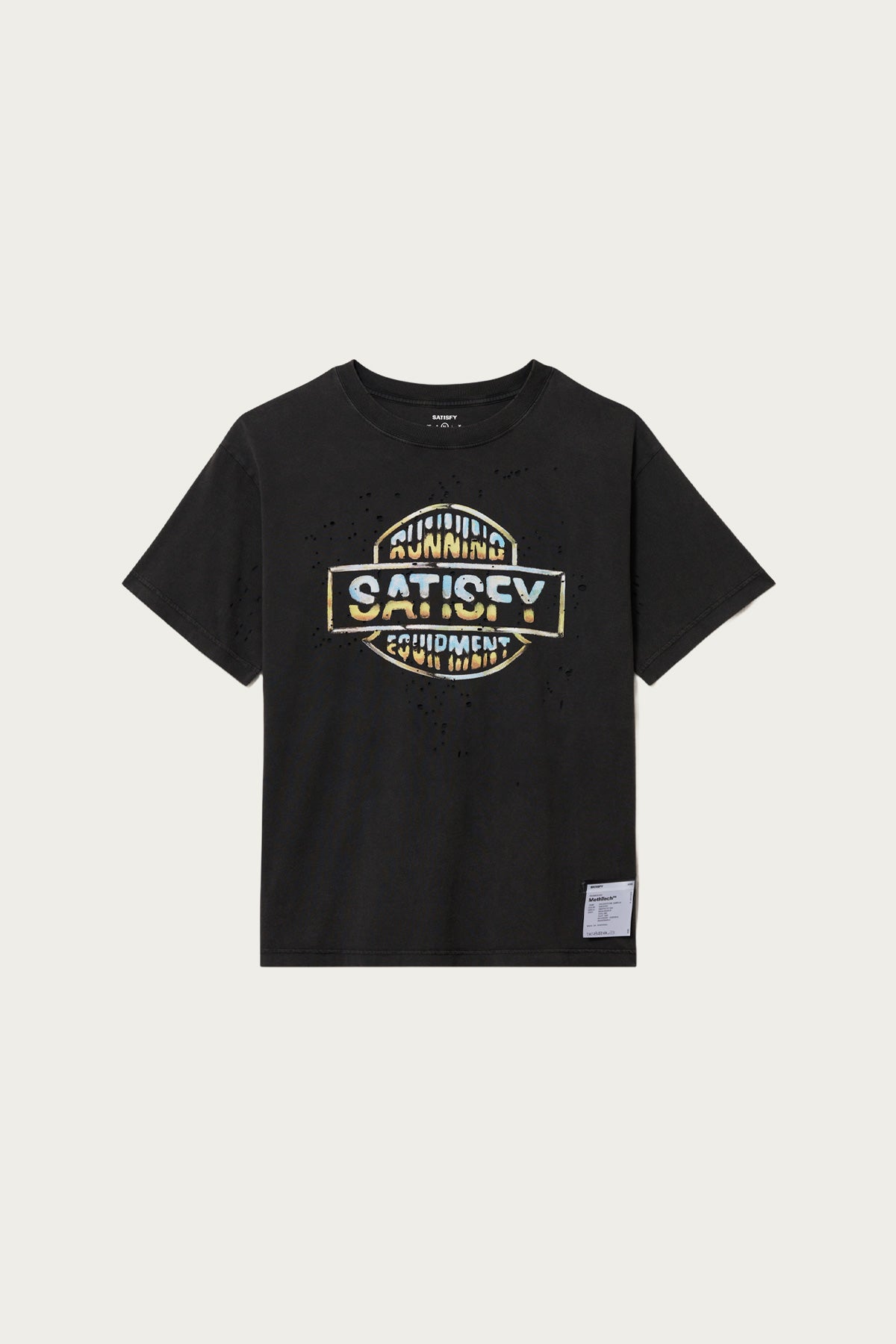 Satisfy Running - MothTech T-Shirt - Aged Black Logo - Canoe Club