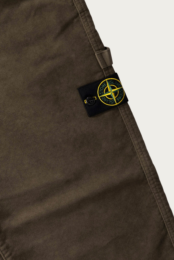 Stone Island - Loose Fit Cotton-Moleksin-TC Trousers - Olive - Canoe Club