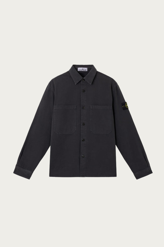 Stone Island - Organic Panama Cotton 'Old' Effect Overshirt - Ink Blue - Canoe Club