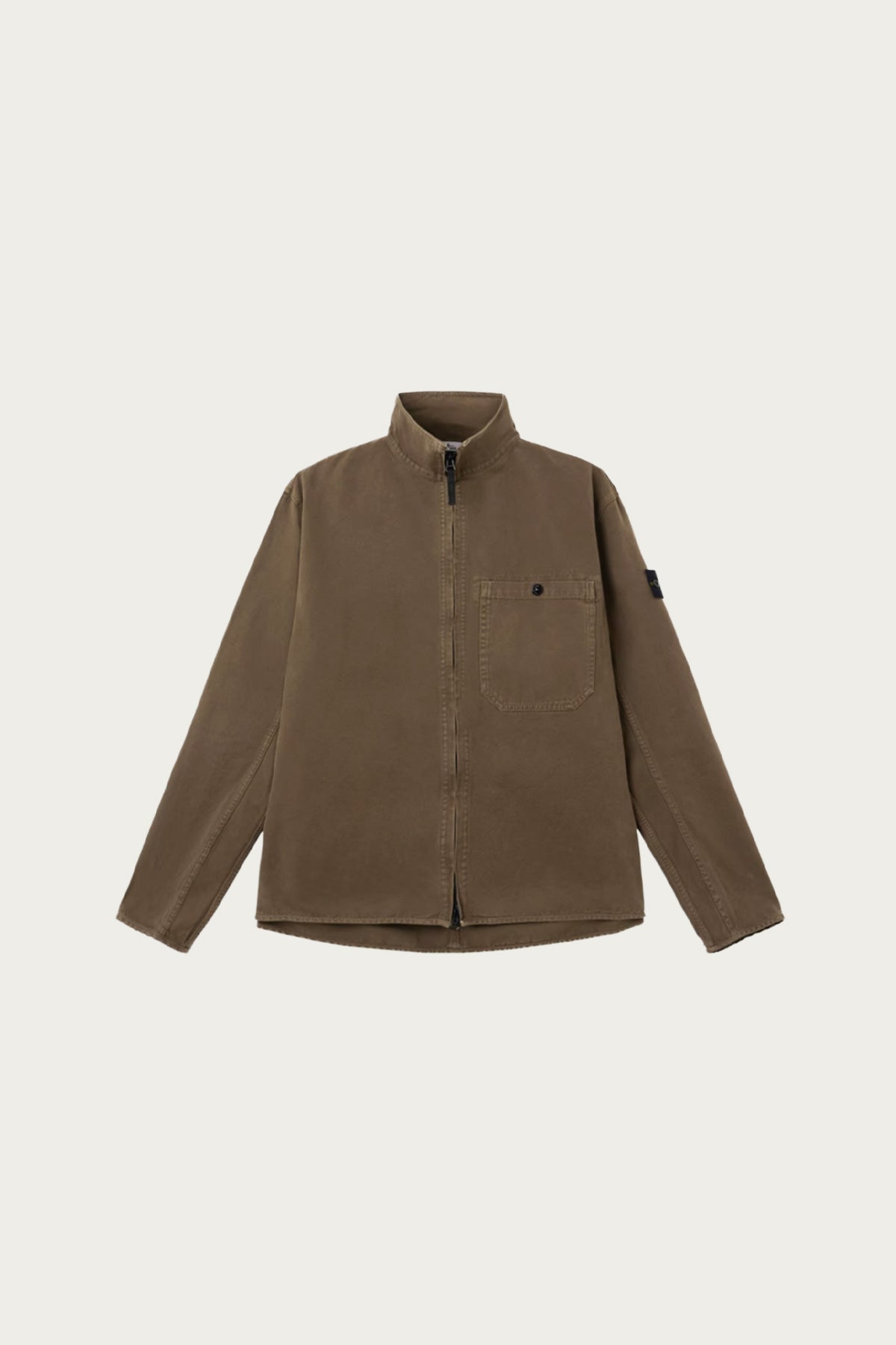 Stone Island - Organic Cotton Panama "Old" Effect Overshirt - Earth of Shadow - Canoe Club