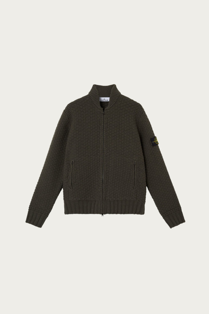 Stone Island - Pure Wool Bomber Jumper - Military Green - Canoe Club