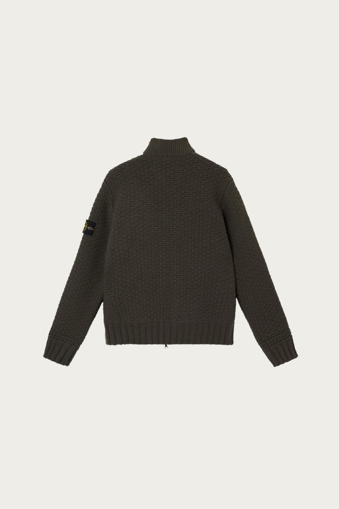 Stone Island - Pure Wool Bomber Jumper - Military Green - Canoe Club