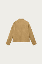 Stone Island - Split Leather Stand Collar Jacket - Dark Beige - Canoe Club