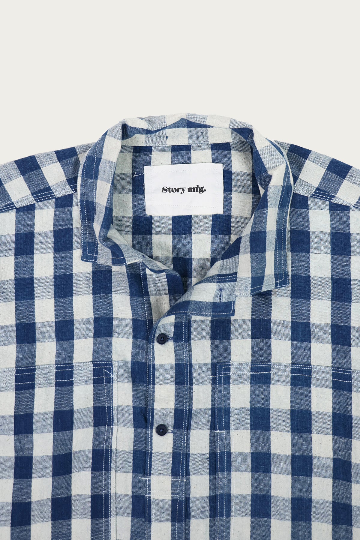 Story Mfg. - Work Shirt - Indigo Gingham Wonky-Wear - Canoe Club