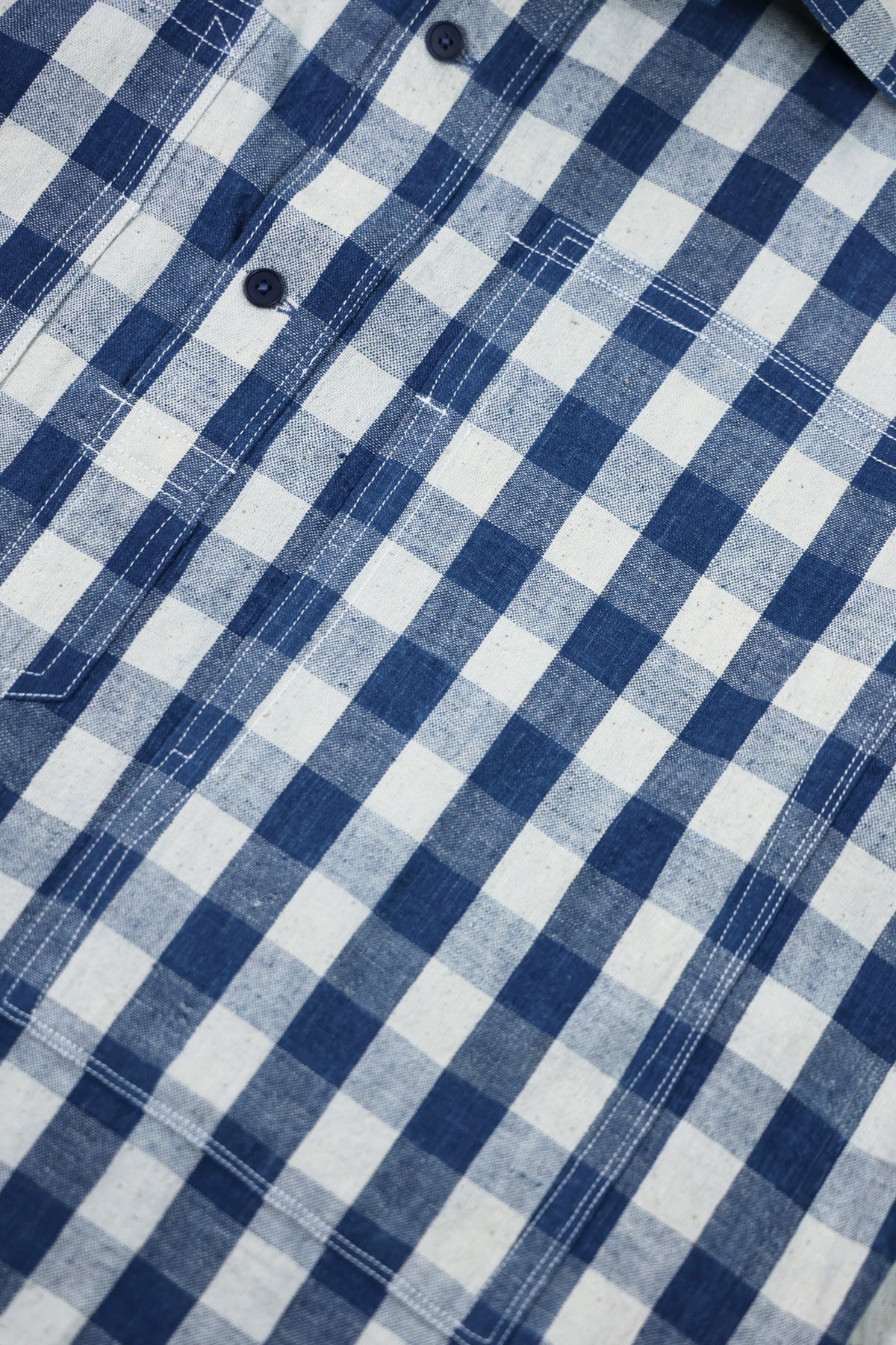 Story Mfg. - Work Shirt - Indigo Gingham Wonky-Wear - Canoe Club