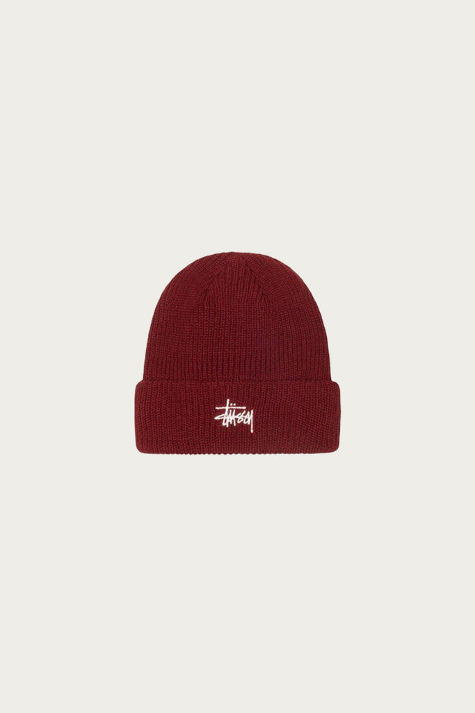 Stüssy - Basic Cuff Beanie - Dark Red - Canoe Club