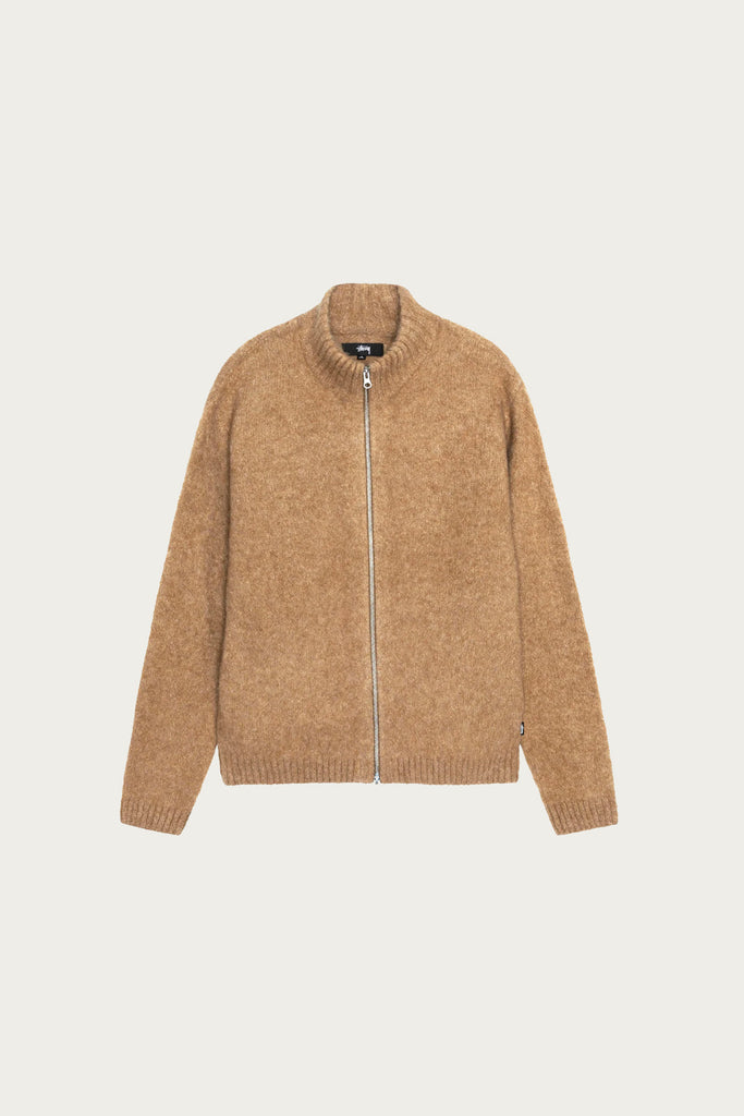 Stüssy - Full Zip Brushed Merino Sweater - Camel - Canoe Club