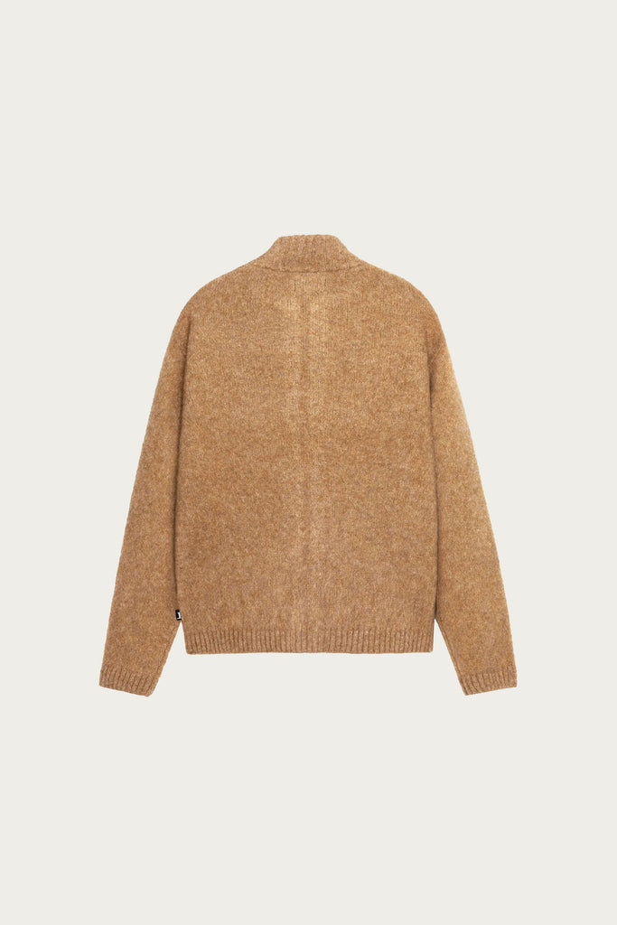 Stüssy - Full Zip Brushed Merino Sweater - Camel - Canoe Club