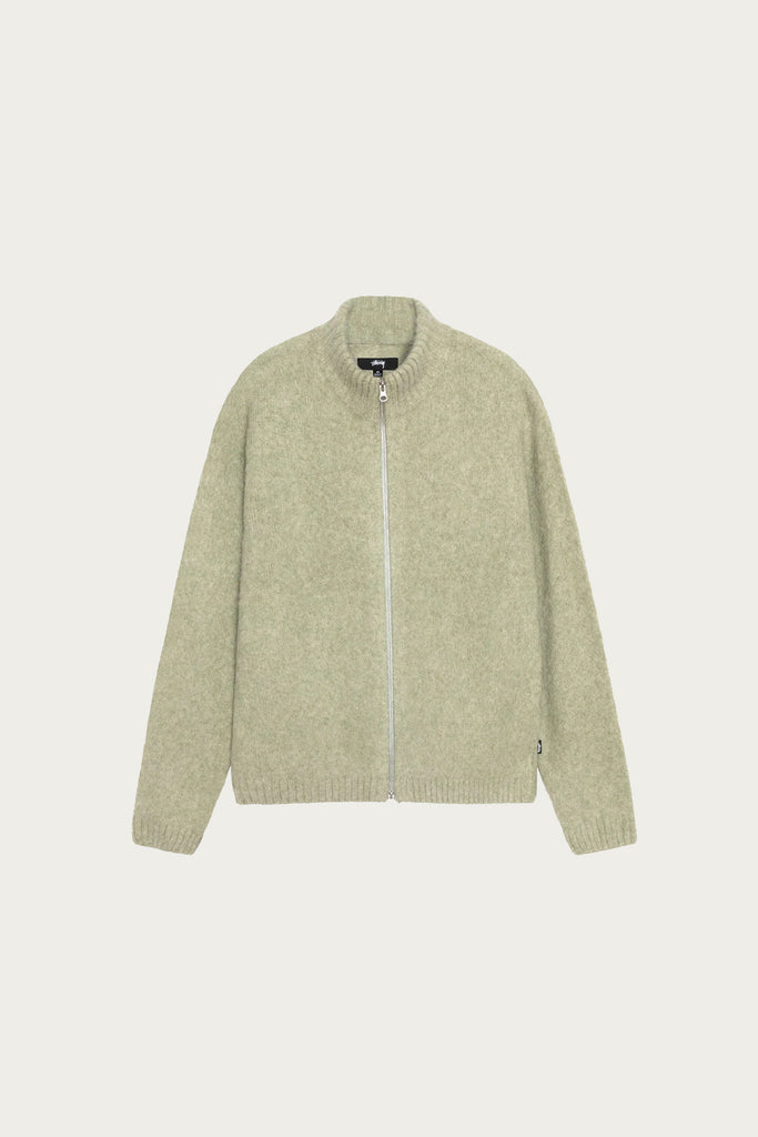 Stüssy - Full Zip Brushed Merino Sweater - Sage - Canoe Club