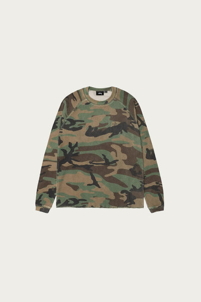 Stüssy Raglan Thermal Basic Stock | Woodland Camo | Canoe Club