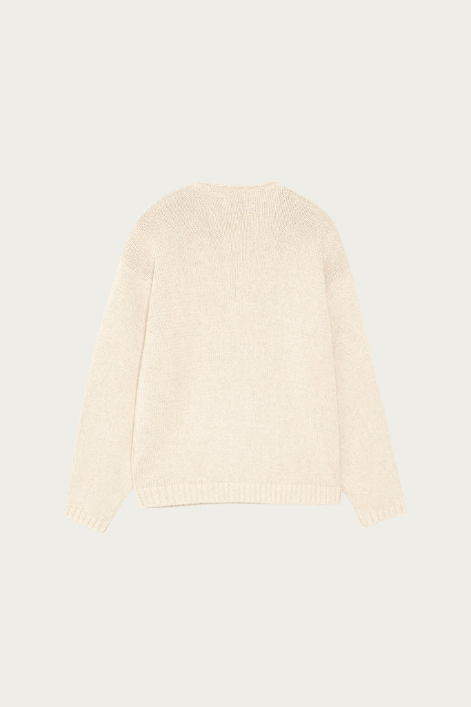 Stüssy Roll V Neck Sweater | Oatmeal | Canoe Club