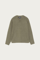 Stüssy - Roll V Neck Sweater - Olive - Canoe Club
