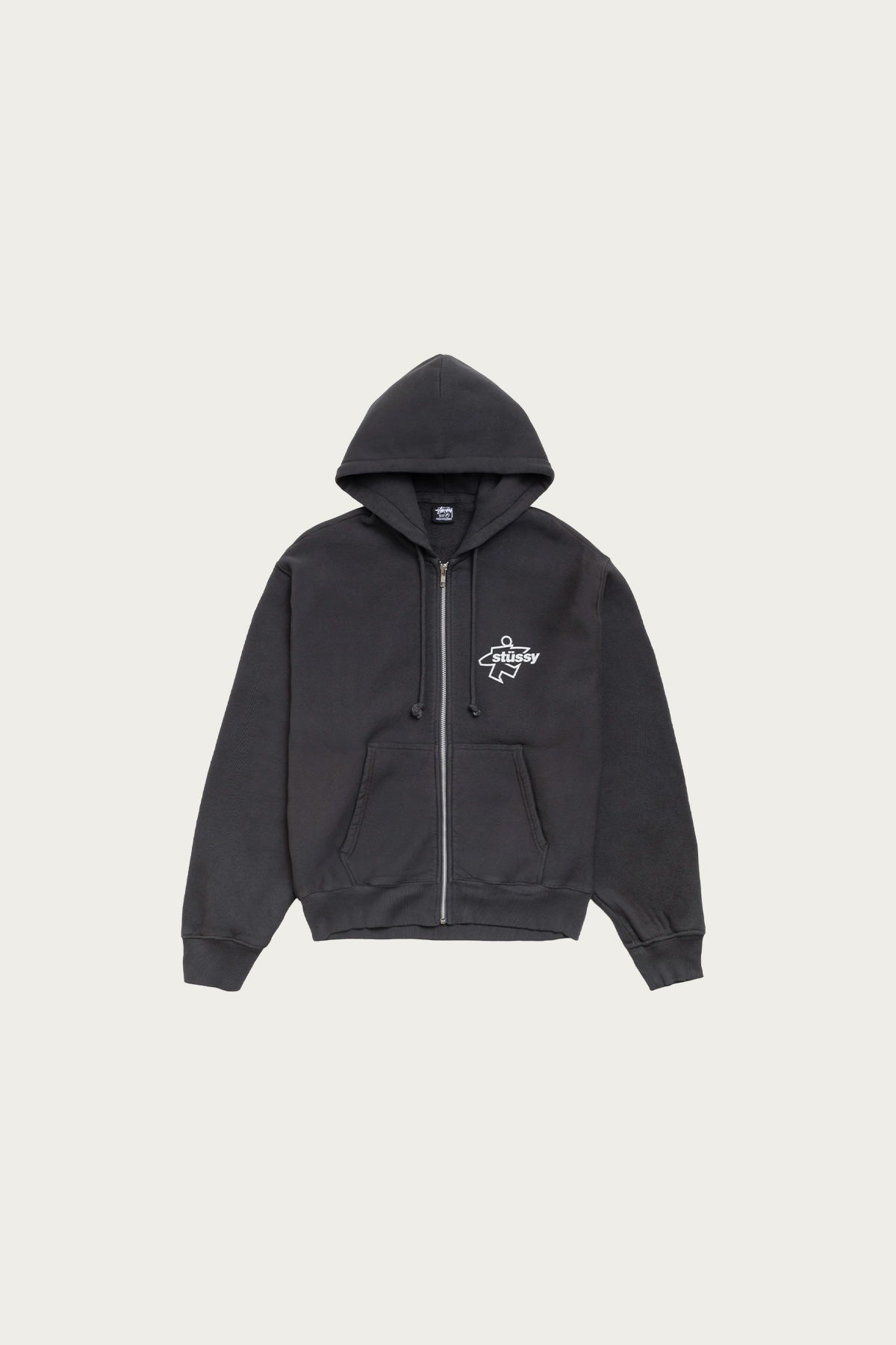 Stüssy - Surf Size Garment Dyed Zip Hood - Faded Black - Canoe Club