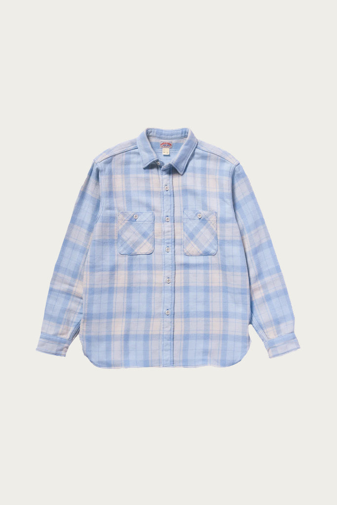 The Real McCoys - 8HU Block Check Summer Flannel Shirt - White/Blue - Canoe Club