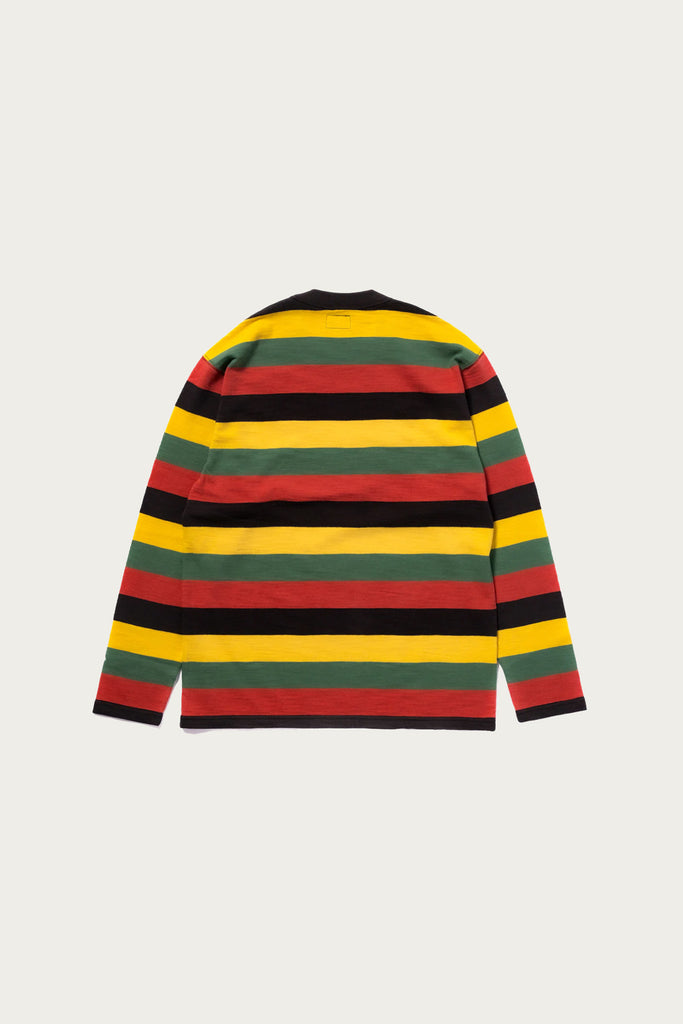 The Real McCoys - Buco Stripe Tee L/S - Black/Yellow/Green/Red - Canoe Club