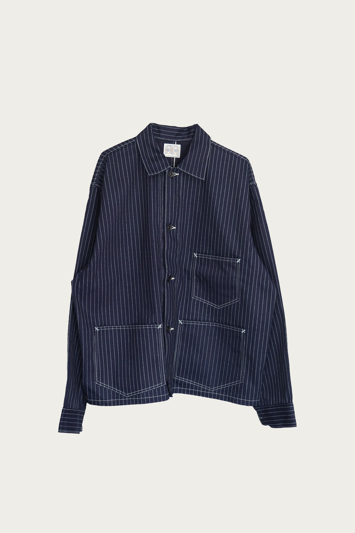 ジャケット・アウター 8HU INDIGO WABASH STRIPE CHORE JACKET The Real McCoy's Wabash Chore Coat | Indigo Stripe | Canoe Club