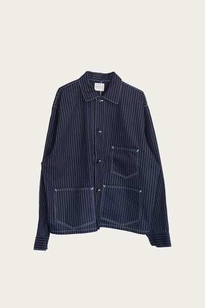 The Real McCoy's Wabash Chore Coat | Indigo Stripe | Canoe Club