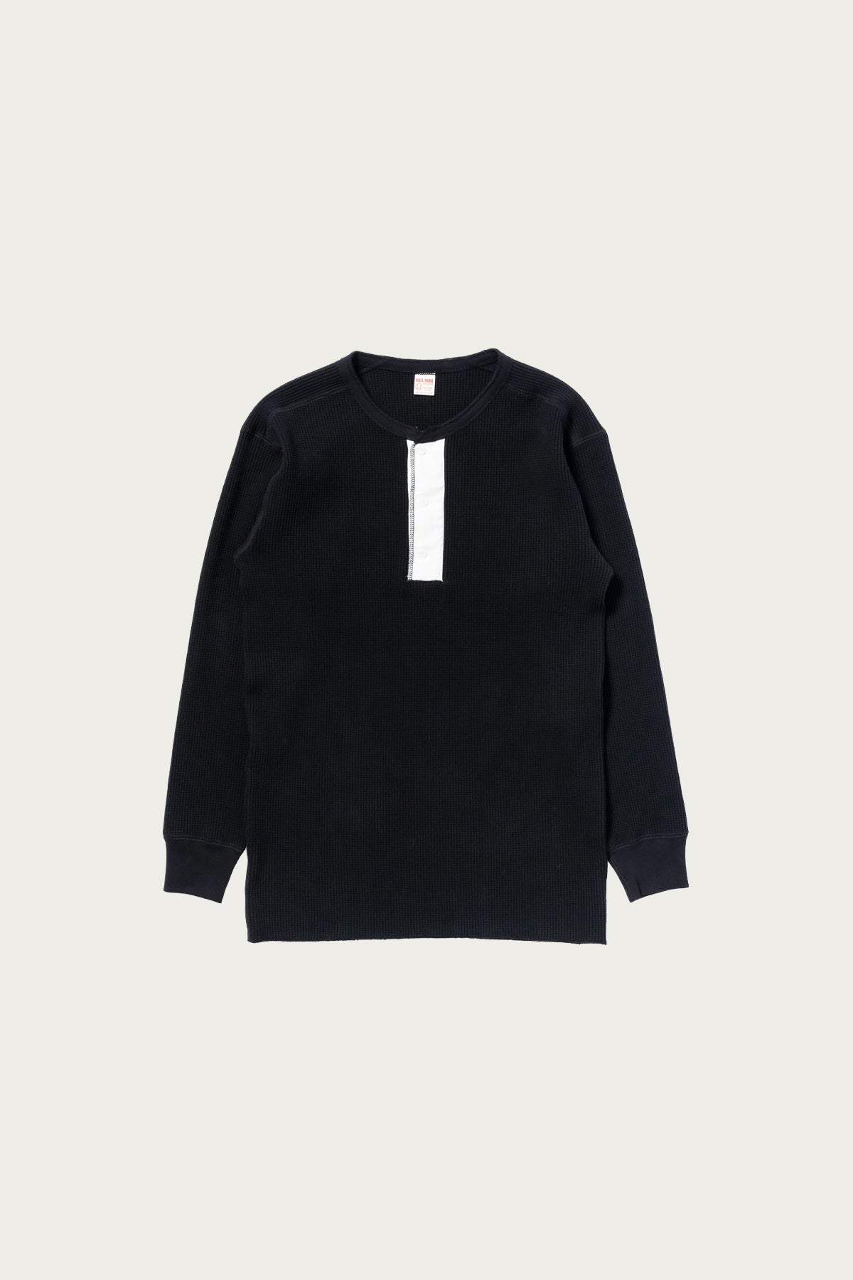 The Real McCoys - Waffle Thermal Henley Undershirt L/S - Black - Canoe Club