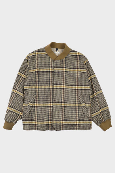 Fly Front Rib Collar Jacket - Brown/Yellow