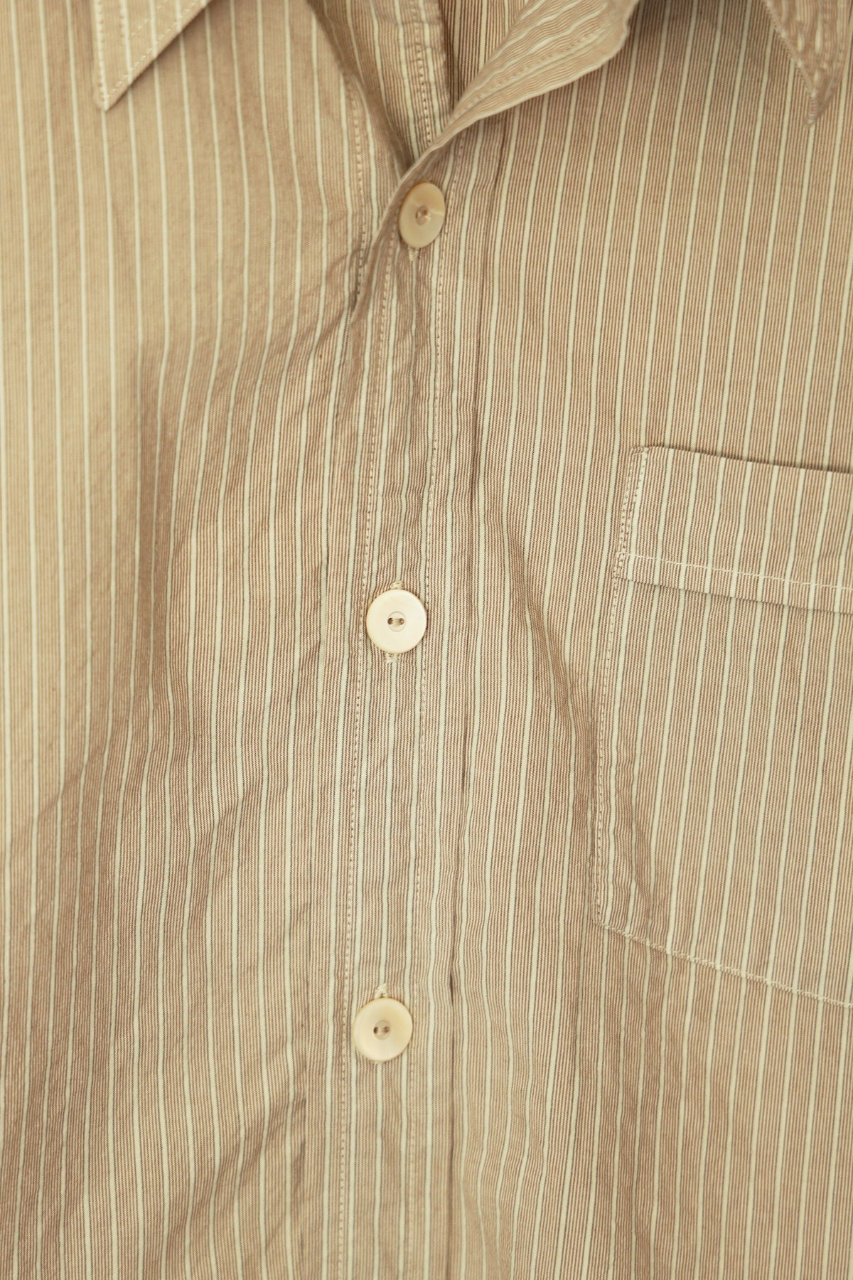 Taiga Takahashi - Lot.106 Narrow Collar Shirt - Beige Stripe - Canoe Club
