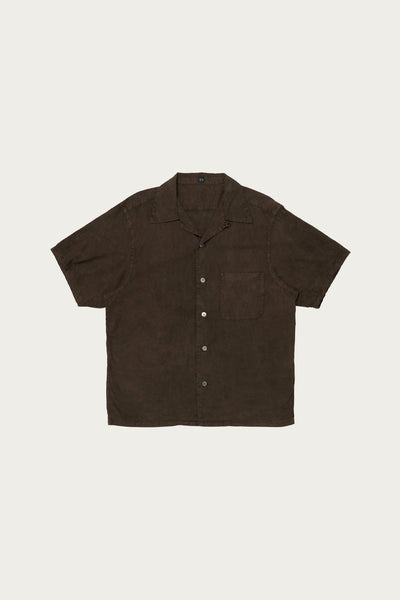 Taiga Takahashi Lot. 113 Open Collar Shirt | Mud Dyed Brown
