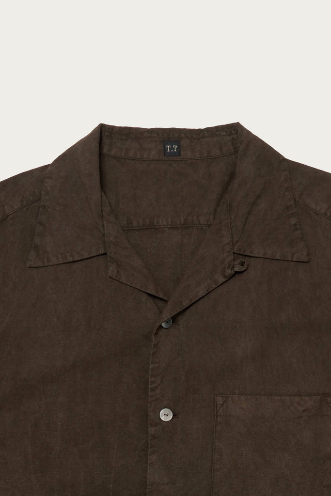 Taiga Takahashi Lot. 113 Open Collar Shirt | Mud Dyed Brown